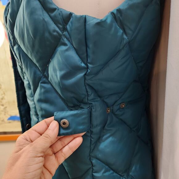 Eddie Bauer Premium Goose Down Sleeveless Puffer Vest Zipper Teal Green, Small - Picture 4 of 9